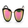 V.W.E. Womens Cat Eye Mirrored Revo Reflective Lenses Oversized Cateyes Sunglasses (Matte Black/Fire Lens) view 2