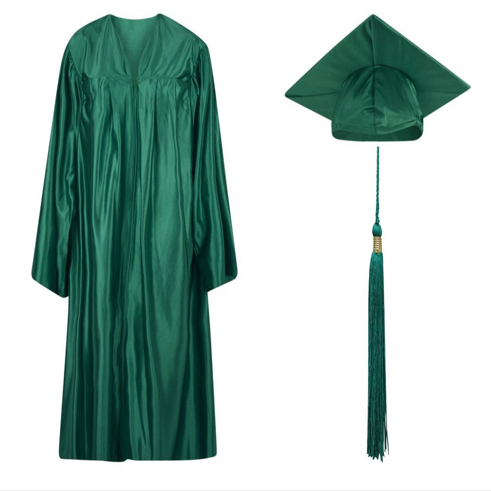 Preschool/Kindergarten Graduation Cap, Gown and Tassel Set (#36: Height 41-43, Medium Green)
