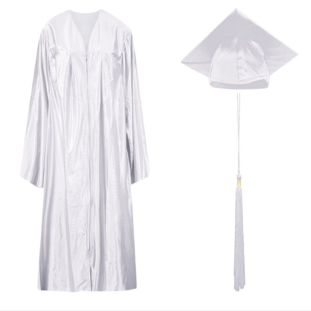 Preschool/Kindergarten Graduation Cap, Gown and Tassel Set (#36: Height 41-43, White)