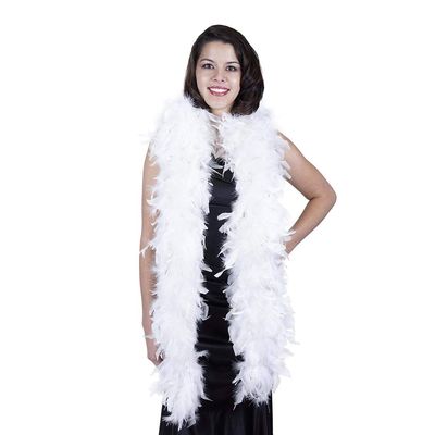 ZUCKER Chandelle Feather Boa with Lurex Heavy Boas 6 Ft- Christmas Decorations - Vibrant Holiday Home Decor - Costume Cosplay Accessory, Halloween Party, Carnival - White/Silver