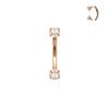16g (1.2mm) Curved Barbell Prong Round Clear CZ Internally Threaded (316L) Surgical Steel (1 Piece) (8mm Barbell, 3mm CZ) (Rose Gold Plated) view 1