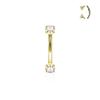 16g (1.2mm) Curved Barbell Prong Round Clear CZ Internally Threaded (316L) Surgical Steel (1 Piece) (8mm Barbell, 3mm CZ) (Yellow Gold Plated) view 1