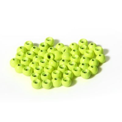ANGLER DREAM 50 PCS Tungsten Beads Nymph Head Ball Fly Tying Beads Fly Tying Materials Six Colorful Colors 2.0MM-3.5MM (Fluo Yellow, 3.15mm)