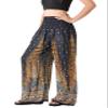 Orient Trail Open Ankle Wide Leg Harem Pants with Pocket - Yoga Flowy Pants for Women X-Large XL Peacock Black view 2