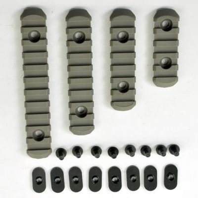 (Camming T-Nuts) 4-Pack Polymer Rail Section Kit L2 L3 L4 L5 Sizes for mounting Accessories flashlights, red dot Sights, and More (Olive Drab Green)