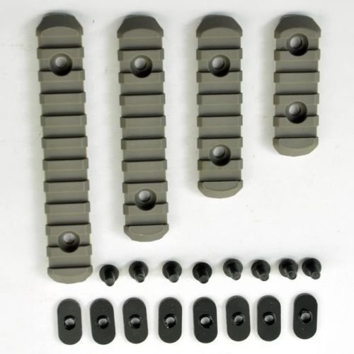 (Camming T-Nuts) 4-Pack Polymer Rail Section Kit L2 L3 L4 L5 Sizes for mounting Accessories flashlights, red dot Sights, and More (Olive Drab Green)