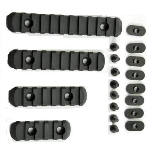Green Blob Outdoors 4-Pack Polymer Rail Section Kit L2 L3 L4 L5 Sizes (with Camming T-Nuts) for mounting Accessories flashlights, red dot Sights, and More (Black)
