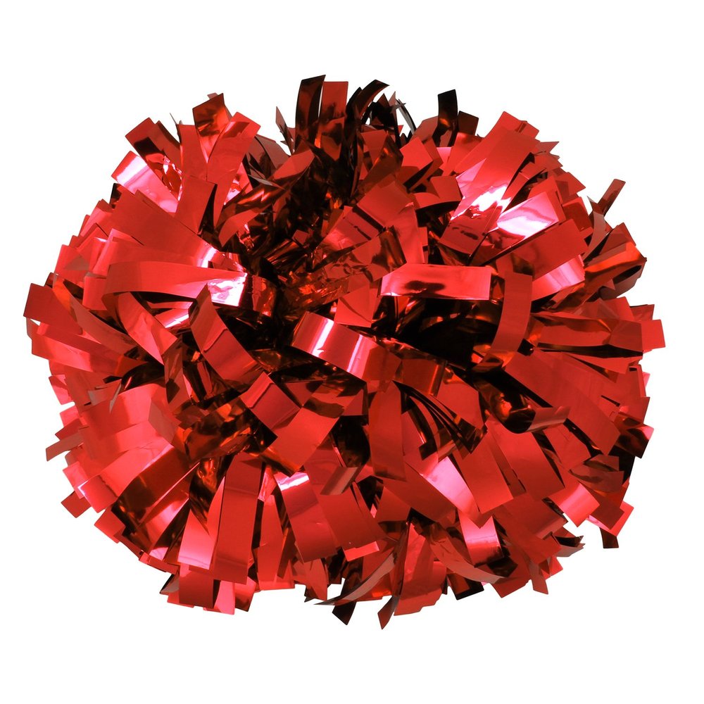Metallic Cheerleader Cheerleading Pom Poms 6 inch 1 Pair 2 Pieces(Red)