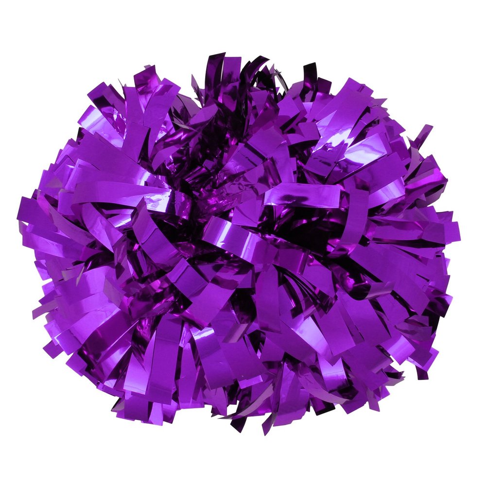 Metallic Cheerleader Cheerleading Pom Poms 6 inch 1 Pair 2 Pieces (Purple)