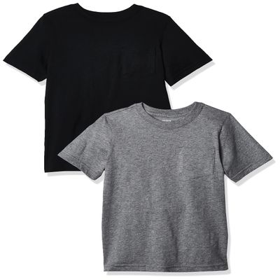 Carter's Big Boy's 2-Pack Tee Shirt, Grey/Black, 7
