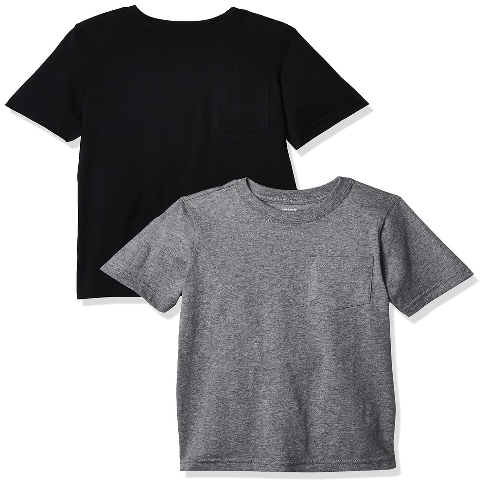 Carter's Big Boy's 2-Pack Tee Shirt, Grey/Black, 7