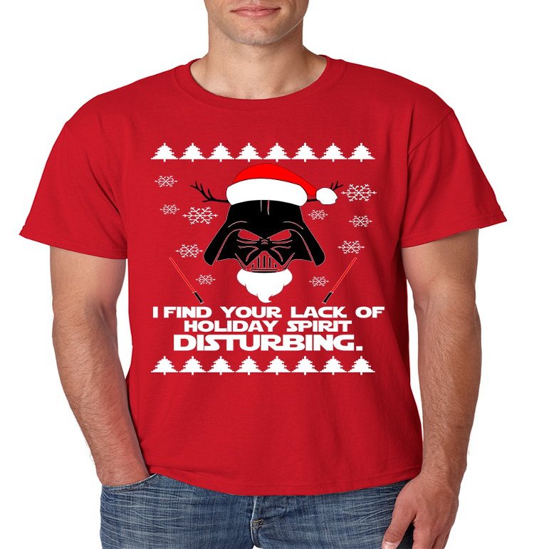 ALLNTRENDS Men's T Shirt I Find Your Lack of Holiday Spirit Disturbing Ugly Xmas (M, Red)