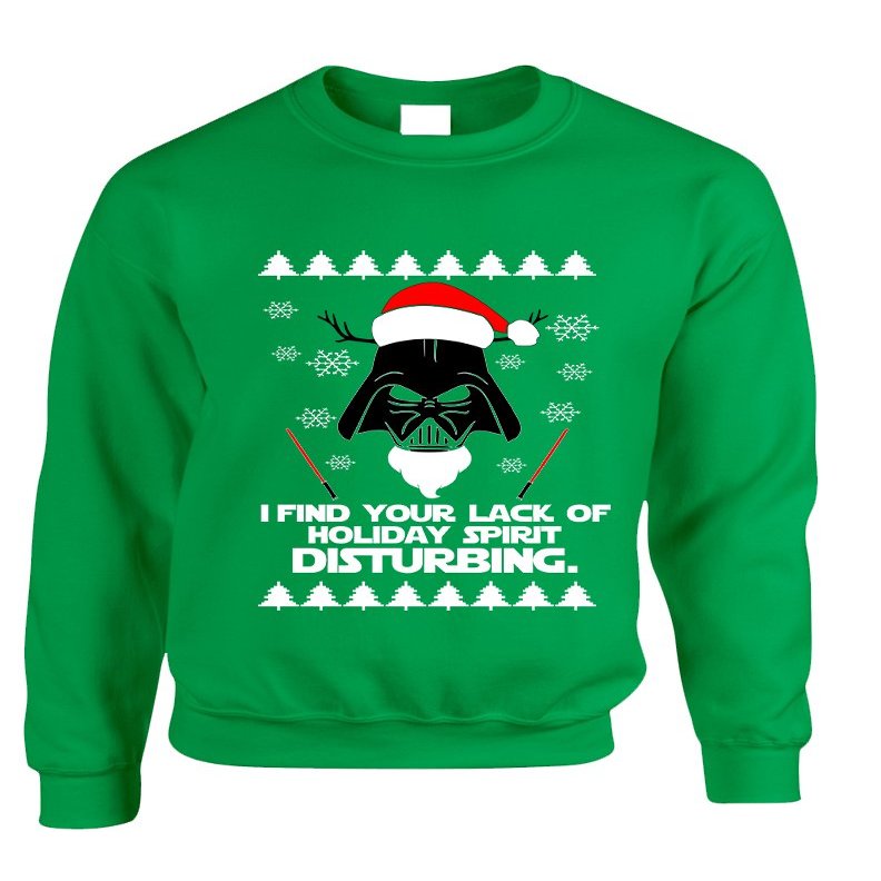 ALLNTRENDS Adult Sweatshirt I Find Your Lack Of Holiday Spirit Disturbing Xmas (3XL, Irish Green)