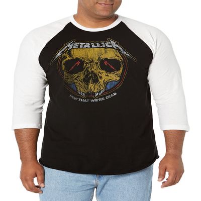 Metallica mens Metallica Now That We're Dead Raglan Baseball Jersey T Shirt, Black/White, Medium US