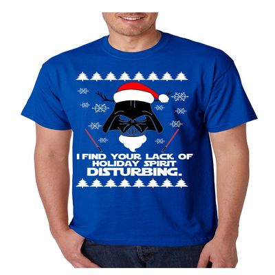 ALLNTRENDS Men's T Shirt I Find Your Lack of Holiday Spirit Disturbing Ugly Xmas (2XL, Royal Blue)