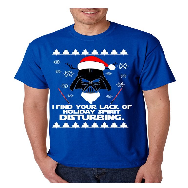 ALLNTRENDS Men's T Shirt I Find Your Lack of Holiday Spirit Disturbing Ugly Xmas (2XL, Royal Blue)