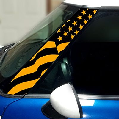 US Flag Pillar Vinyl Decals for 1st Gen MINI Cooper - Set of 2 - Choose Color - [Golden Yellow]