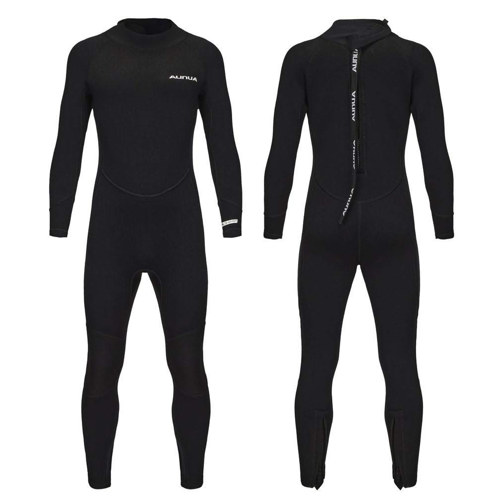 Aunua Kids Wetsuit for Youth Boys Girls, 3/2mm Full Wetsuit for Swimming, Surfing(7032 Black 12)