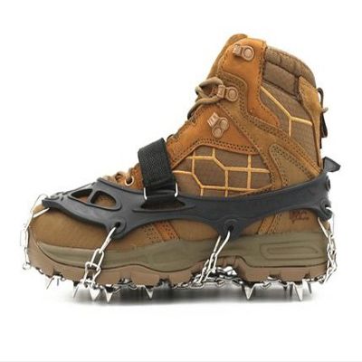 DSLERGO Non-Slip Shoes Cover Chain Ice Claws 8/11/19 Teeth Outdoor Ski Ice Snow Hiking Climbing Crampons Traction Device with Stainless Steel (Black, X-Large)