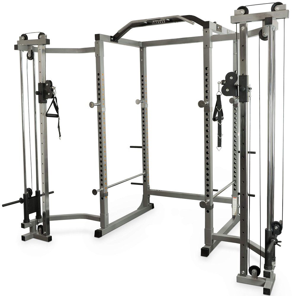 Valor Fitness Heavy Duty Power Rack - Squat Rack - Chrome Pull Up Bar and Power Cage (BD-11BCC Power Rack w/Cable Crossover)