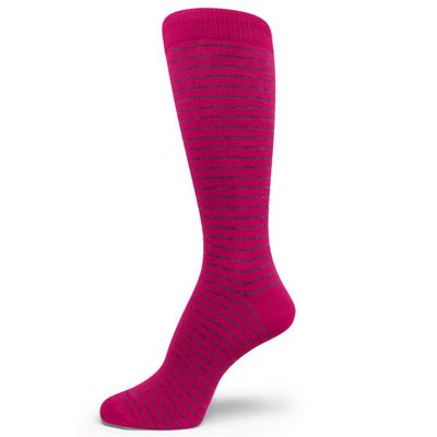 Spotlight Hosiery Men's Two Color Striped Dress Socks, Hot Pink/Dark Gray, Size 10-13
