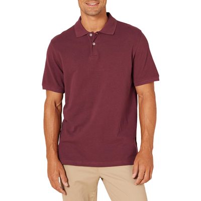 Amazon Essentials Men's Burgundy Polo Shirts Short Sleeve, Slim-Fit Cotton Pique, XX-Large