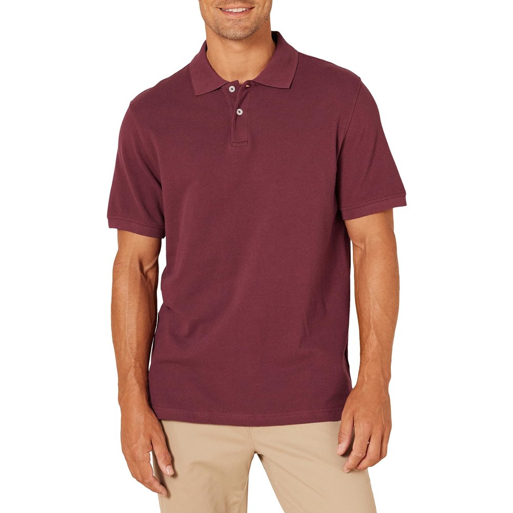 Amazon Essentials Men's Burgundy Polo Shirts Short Sleeve, Slim-Fit Cotton Pique, XX-Large