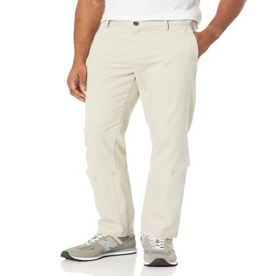 Amazon Essentials Men's Slim-Fit Wrinkle-Resistant Flat-Front Chino Pant, Stone, 34W x 34L