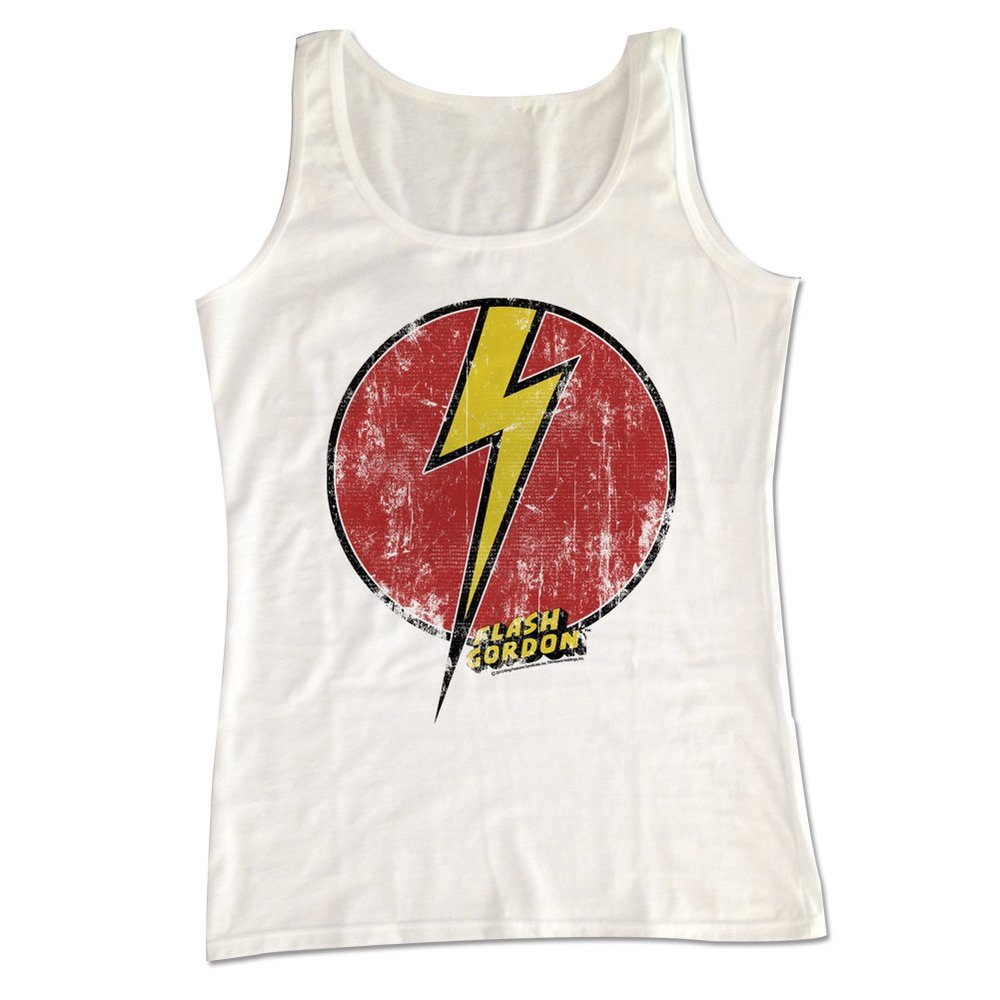 Flash Gordon Mens Flash Bolt Tank Top, Size: X-Large, Color: White