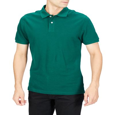Amazon Essentials Men's Army Green Polo Shirts Short Sleeve, Slim-Fit Cotton Pique, Large