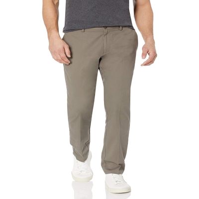 Amazon Essentials Men's Slim-Fit Wrinkle-Resistant Flat-Front Chino Pant, Dark Brown, 34W x 32L