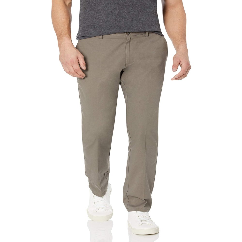 Amazon Essentials Men's Slim-Fit Wrinkle-Resistant Flat-Front Chino Pant, Dark Brown, 34W x 32L