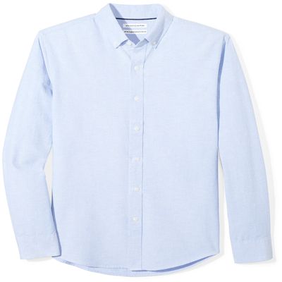 Amazon Essentials Men's Slim-Fit Long-Sleeve Oxford Shirt, Blue, Large