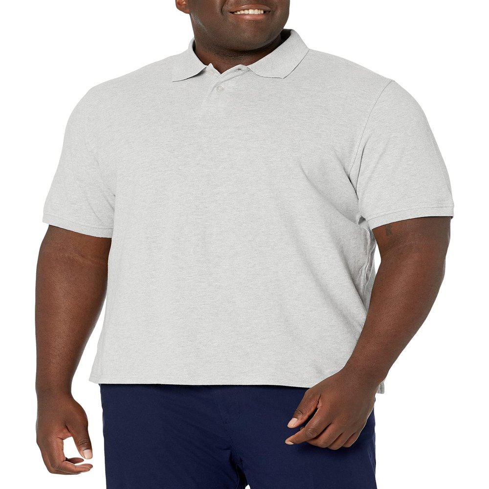 Amazon Essentials Men's Regular-Fit Cotton Pique Polo Shirt (Available in Big & Tall), Light Grey Heather, X-Small