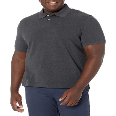 Amazon Essentials Men's Charcoal Heather Polo Shirts Short Sleeve, Slim-Fit Cotton Pique, XX-Large