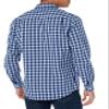 Amazon Essentials Men's Slim-Fit Long-Sleeve Poplin Shirt, Blue Plaid/Red, Small view 3