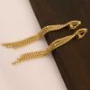 Grace Jun Bridal AAA CZ Tassel Clip on Earrings No Pierced for Women Party Wedding Fashion Cuff Earrings (3 rows gold plated) view 3