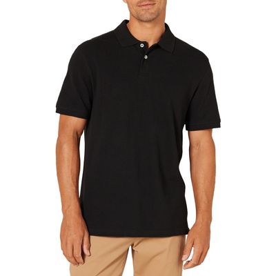 Amazon Essentials Men's Black Polo Shirts Short Sleeve, Slim-Fit Cotton Pique, X-Large