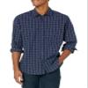 Amazon Essentials Men's Regular-Fit Long-Sleeve Casual Poplin Shirt, Navy Windowpane, Small view 1
