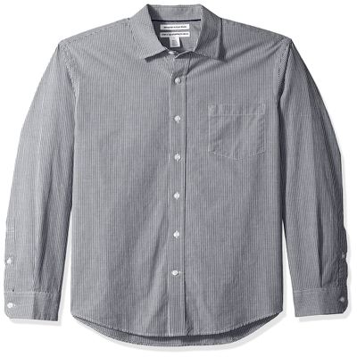 Amazon Essentials Men's Slim-Fit Long-Sleeve Poplin Shirt, Black Gingham, XX-Large