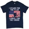I Stand for The Flag I Kneel for The Cross T-Shirt Patriotic Military Navy Blue Large view 1
