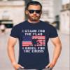 I Stand for The Flag I Kneel for The Cross T-Shirt Patriotic Military Navy Blue Large view 4