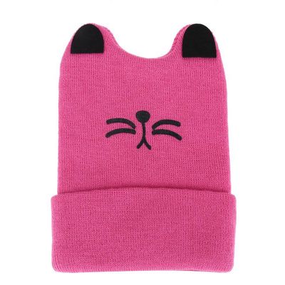 AJIN.C Cat Ear Warm Knit Beanie Cap Hat for Toddler Baby Boys & Girls (One Size 1T-3T) (Pink)