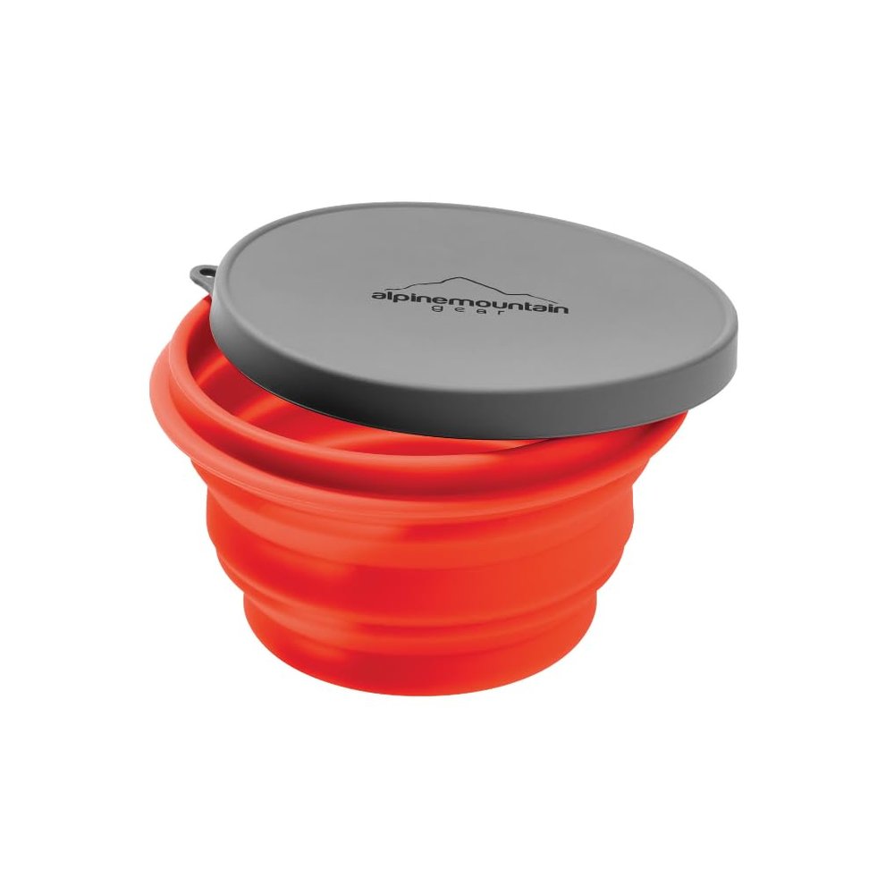 Collapsible Silicone Bowl with Lid for Camping and Backpacking - Camping Dishware Gear Essentials in Small/Red (Made by Caddis Sports)