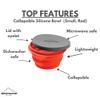 Collapsible Silicone Bowl with Lid for Camping and Backpacking - Camping Dishware Gear Essentials in Small/Red (Made by Caddis Sports) view 2