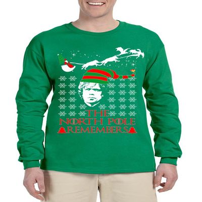 ALLNTRENDS Men's Long Sleeve The North Pole Remembers Xmas Ugly Shirt Gift (L, Green)