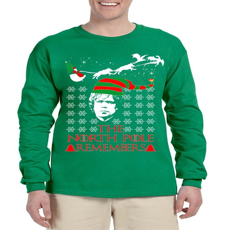 ALLNTRENDS Men's Long Sleeve The North Pole Remembers Xmas Ugly Shirt Gift (L, Green)