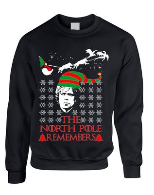 ALLNTRENDS Adult Sweatshirt The North Pole Remembers Ugly Xmas Trendy Gift (3XL, Black)