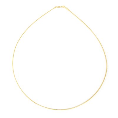 1mm thick 14k gold plated solid sterling silver 925 Italian Omega chain necklace spring ring clasp - inch 12"/30cm, 14"/35cm, 16"/40cm, 18"/45cm, 20"/50cm, 22"/55cm, 24"/60cm