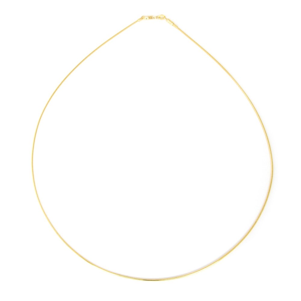 1mm thick 14k gold plated solid sterling silver 925 Italian Omega chain necklace spring ring clasp - inch 12"/30cm, 14"/35cm, 16"/40cm, 18"/45cm, 20"/50cm, 22"/55cm, 24"/60cm